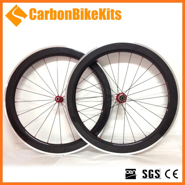 700C 60x23mm Cerchio Clincher in Carbonio con Superficie Frenante in Lega per Bicicletta da Strada